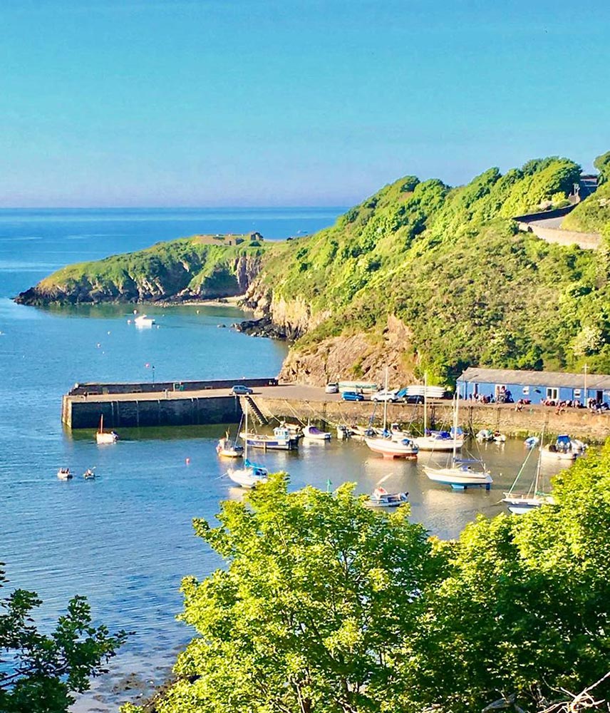 Image showing the Old Fort at Fishguard and part of the quay at Lower Town Harbour - just a short walk from our accommodation.