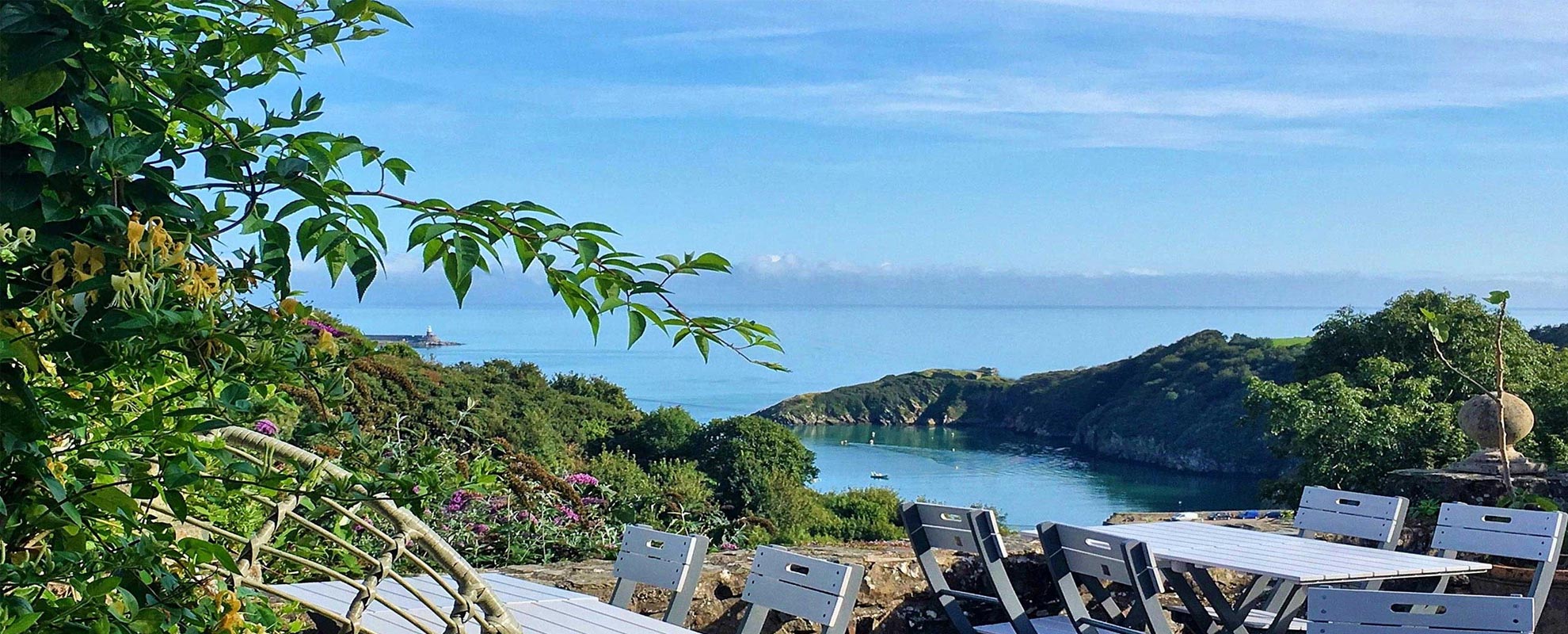 View over Fishguard Bay from the garden terrace